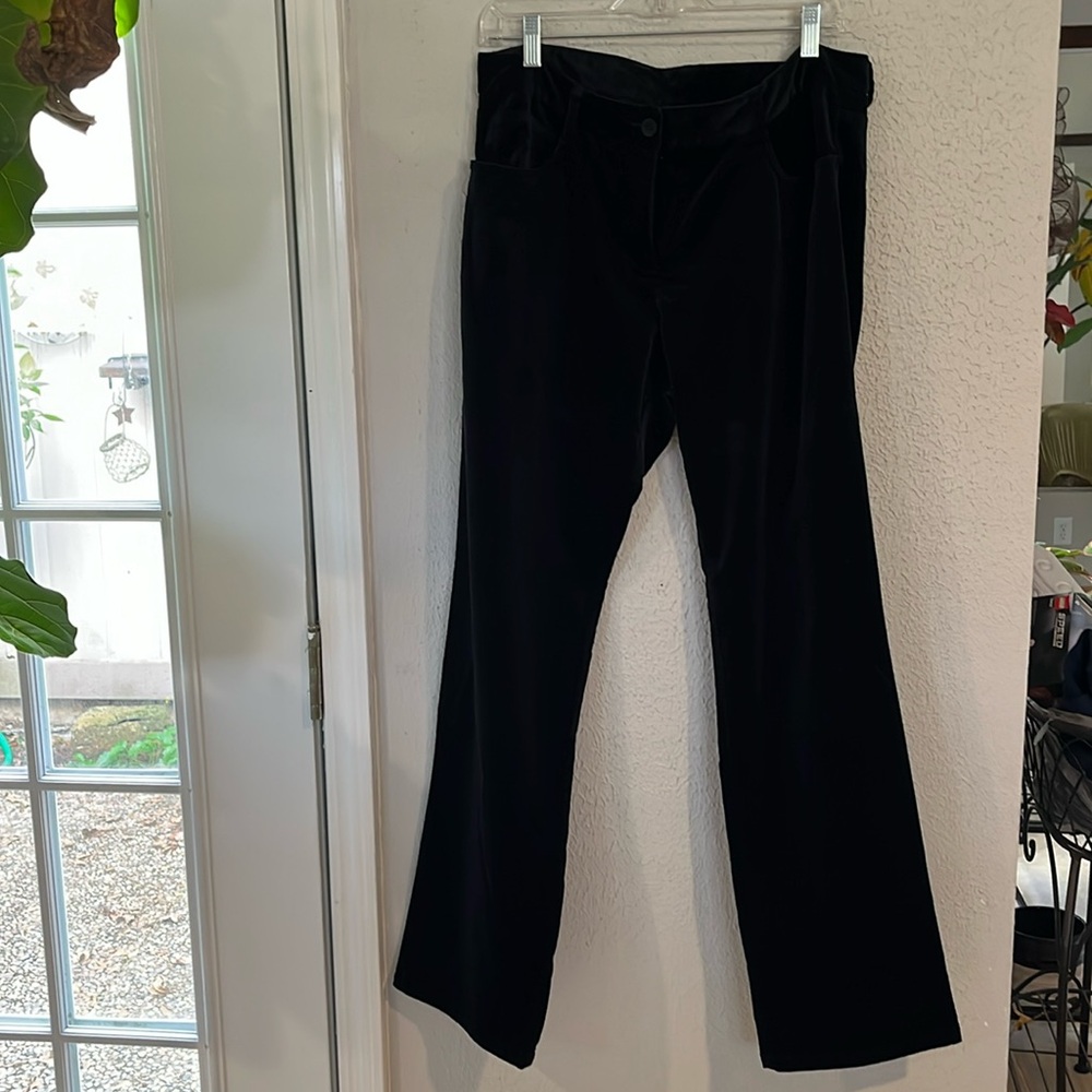 Eileen Fisher 2 pocket velvet beautiful black pants, Sz Medium